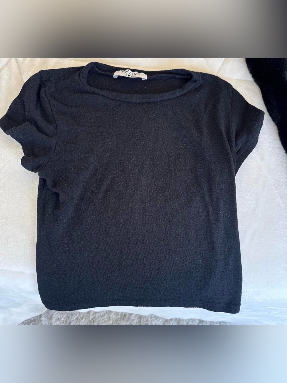 Black Crewneck Top - Visible Label
